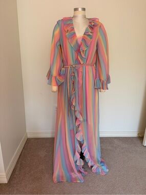 All Things Mochi Pastel Rainbow Wrap Dress and Slip